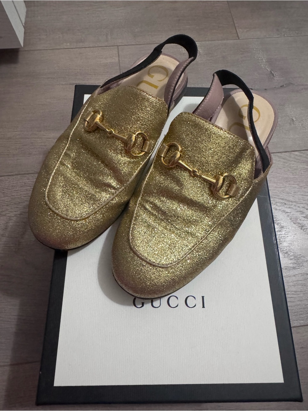 Gucci Metallic Gold Horsebit Slingback Mules